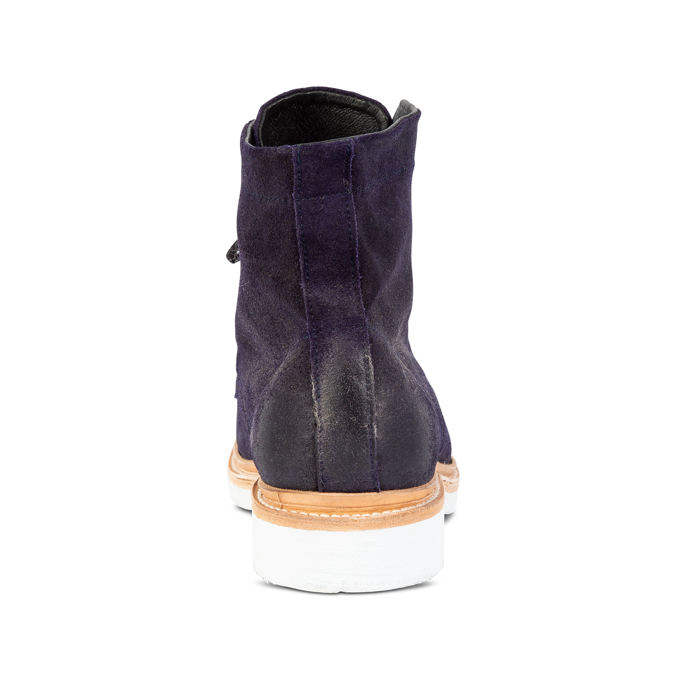 Back view showing suede upper and contrasting soft sole on FREEBIRD men's Wheeler navy suede shoe