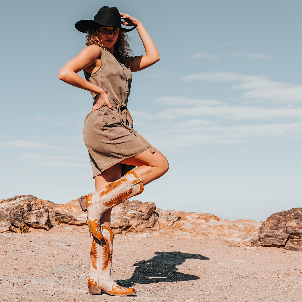 FREEBIRD women's Willie beige multi leather western boot with textured design, stitch detailing, and snip toe construction lifestyle