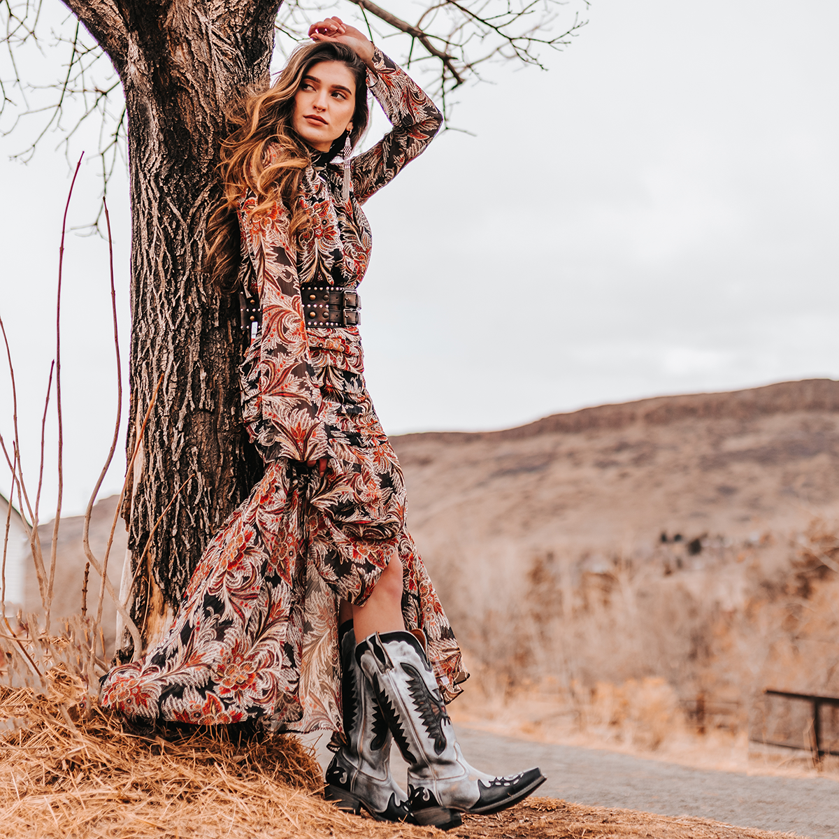 FREEBIRD women's Willie ice multi leather western boot with textured design, stitch detailing, and snip toe construction lifestyle