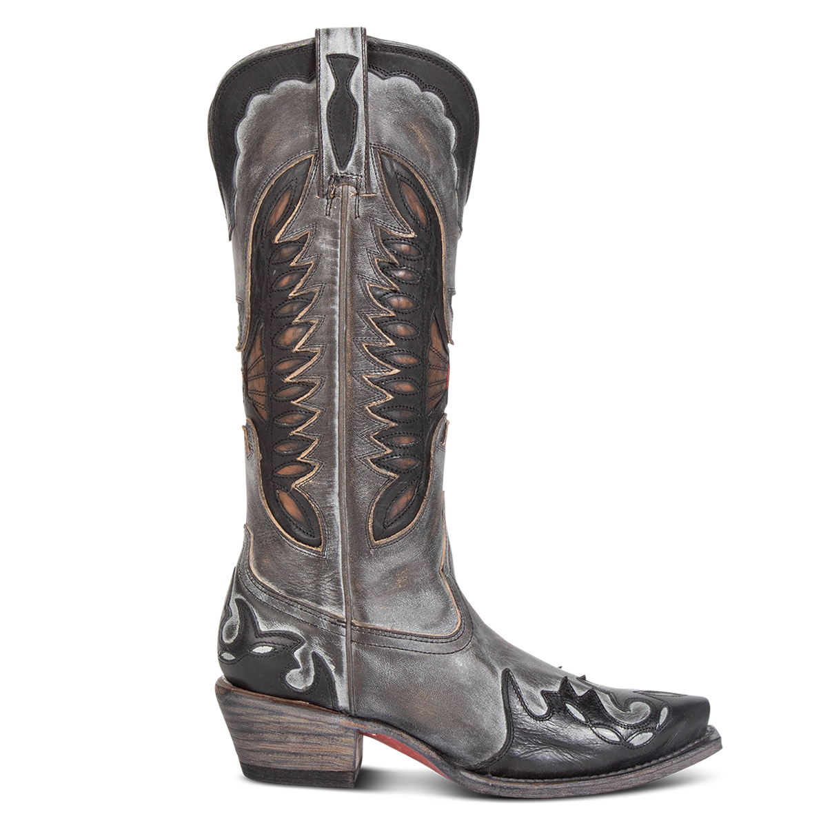 FREEBIRD women's Willie ice multi leather western boot with textured design, stitch detailing, and snip toe construction