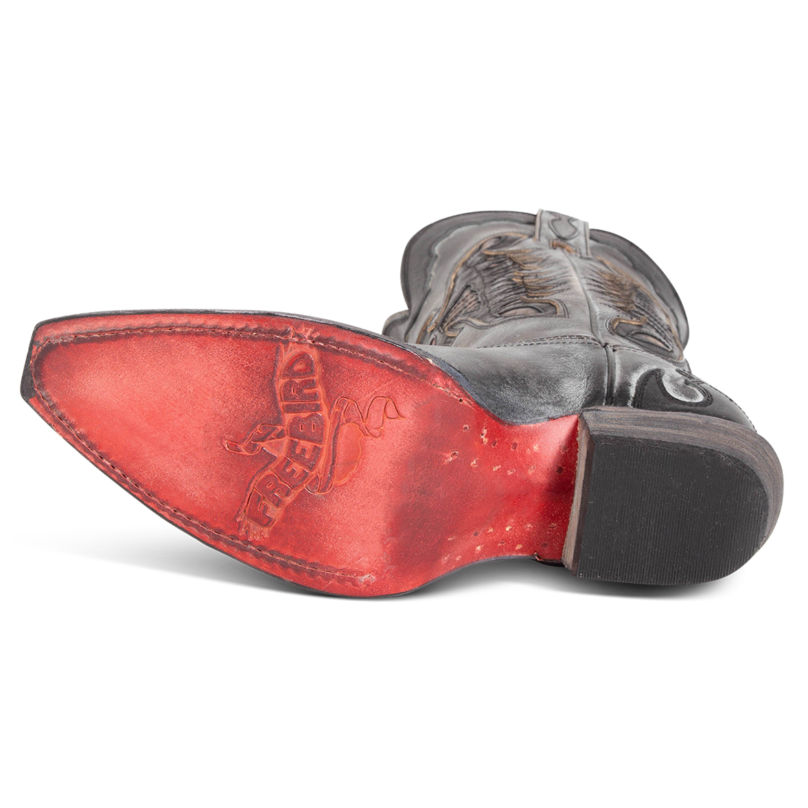 Leather sole imprinted with FREEBIRD on women's Willie ice multi western leather boot