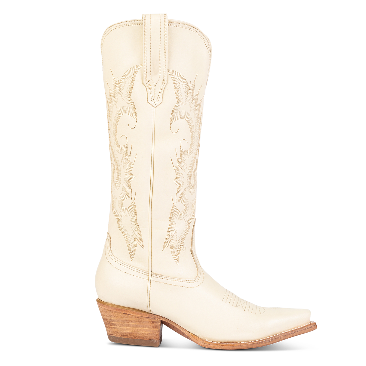 FREEBIRD women's Woodland beige leather cowboy boot with stitch detailing and snip toe construction