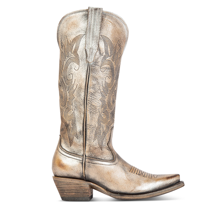 FREEBIRD women's Woodland pewter leather cowboy boot with stitch detailing and snip toe construction