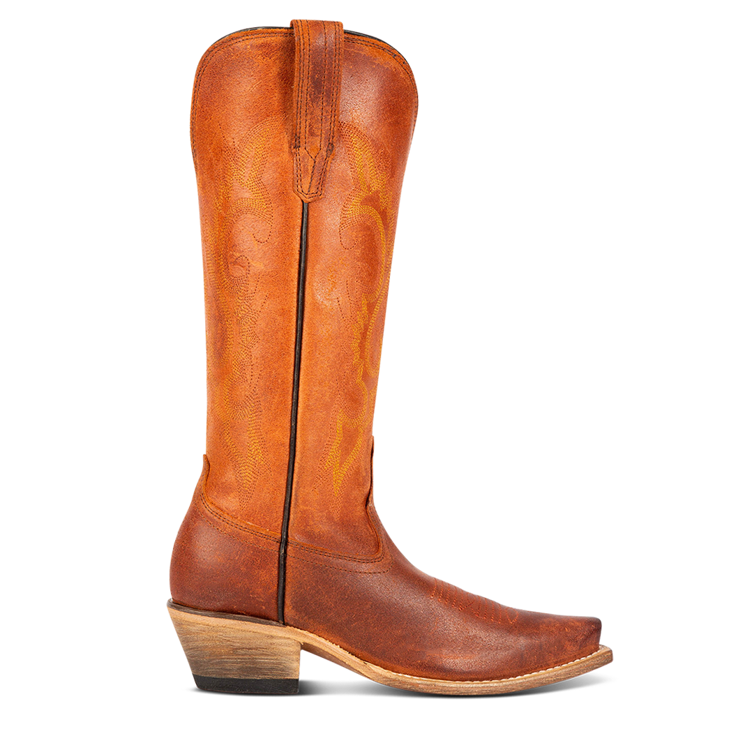 FREEBIRD women's Woodland rust suede cowboy boot with stitch detailing and snip toe construction