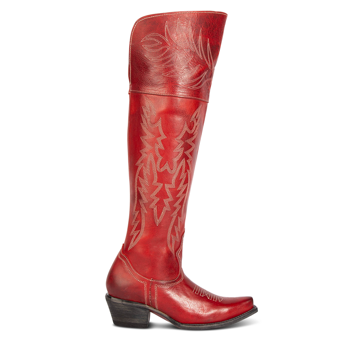 FREEBIRD women's Wynonna red leather tall western boot with stitch detailing and snip toe construction