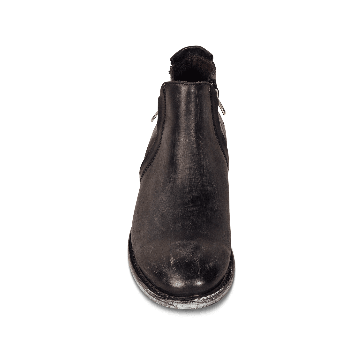 Front view showing leather shaft on FREEBIRD men's Milo black boot