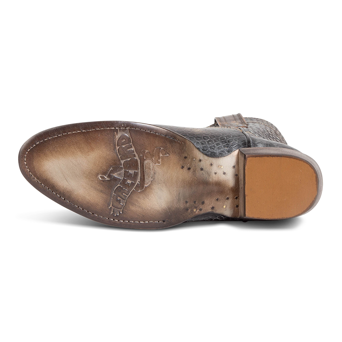 Leather sole imprinted with FREEBIRD on women's Zamora graphite multi bootie