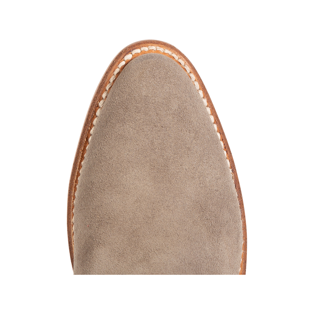 Top view showing pointed toe construction FREEBIRD women's Zamora grey suede bootie