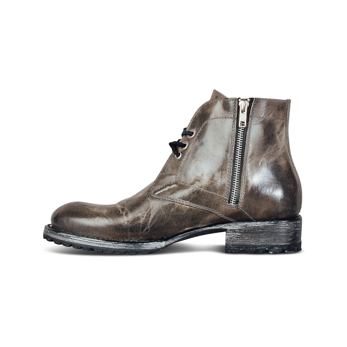 Inside view showing working zip closure on FREEBIRD men's Knight stone boot