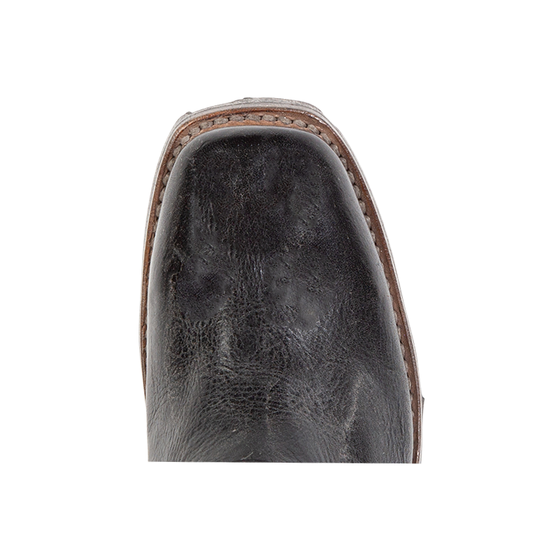 Top view showing square toe on FREEBIRD women's Whiskey black ankle bootie 