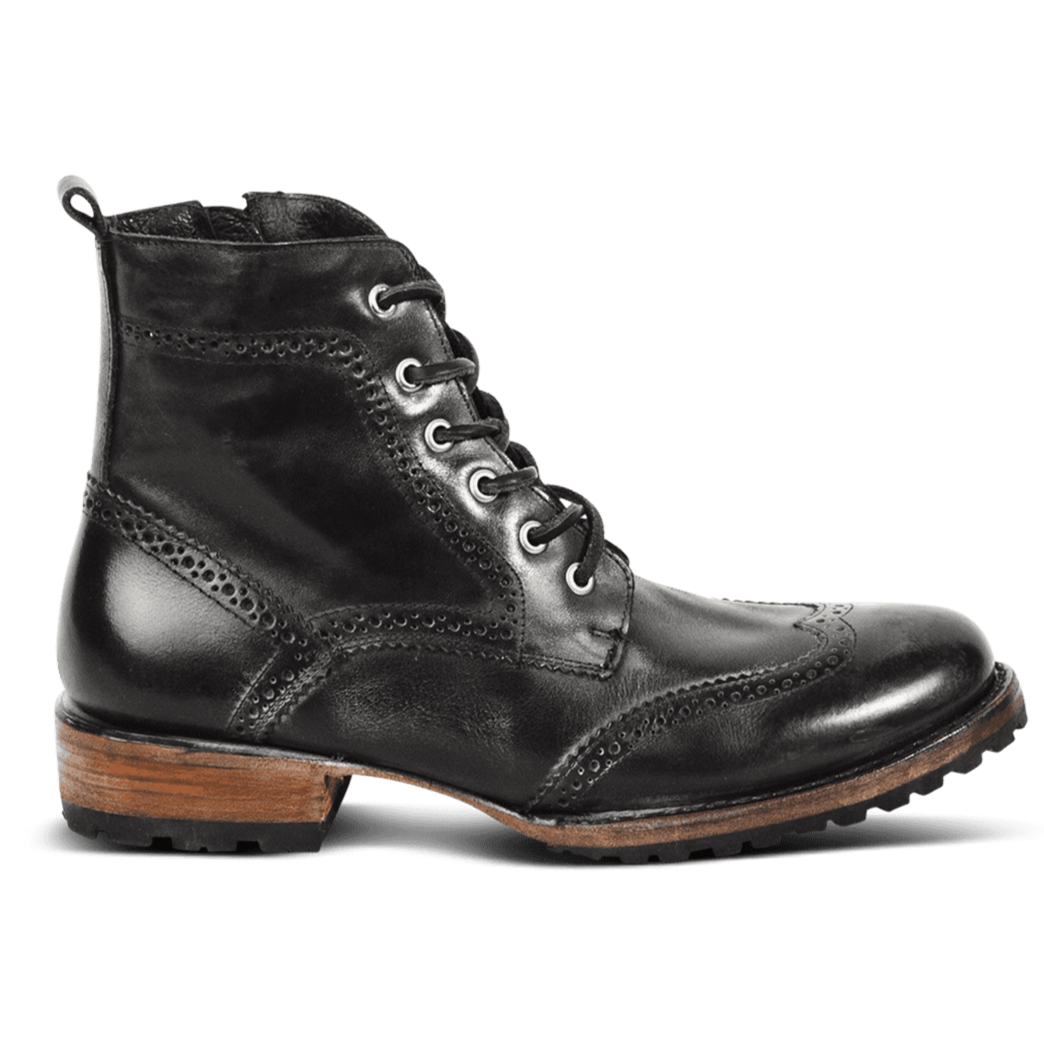 FREEBIRD men's Bradford black leather lace up wingtip boot