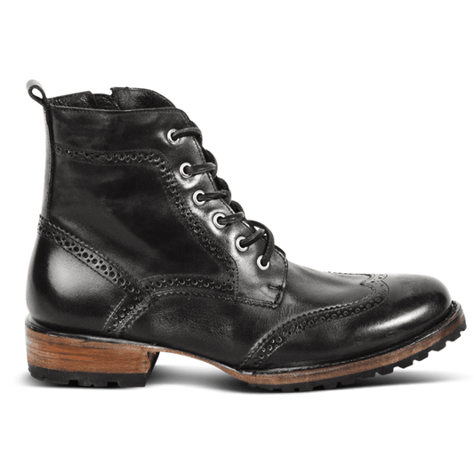 FREEBIRD men's Bradford black leather lace up wingtip boot