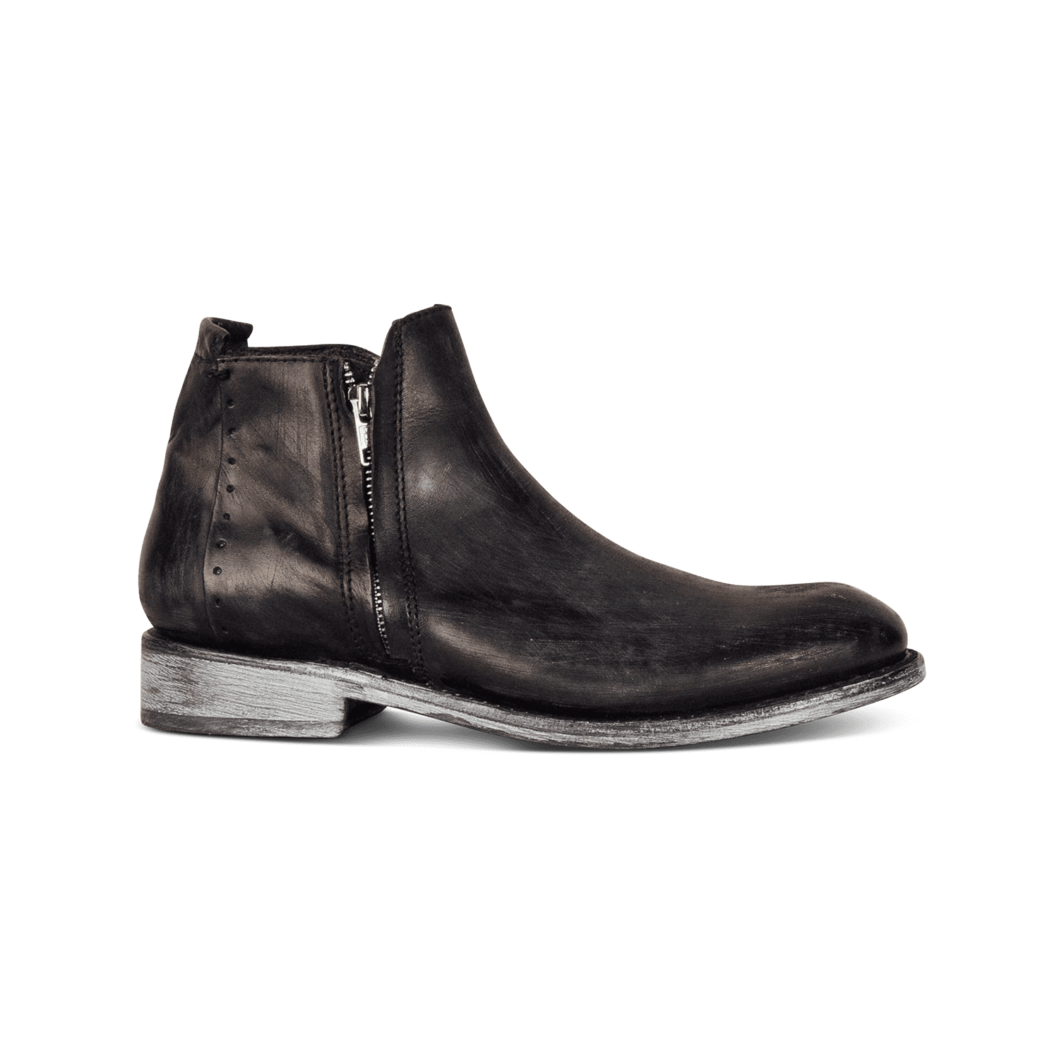FREEBIRD men's Milo black boot with an outside and inside zip closure detail