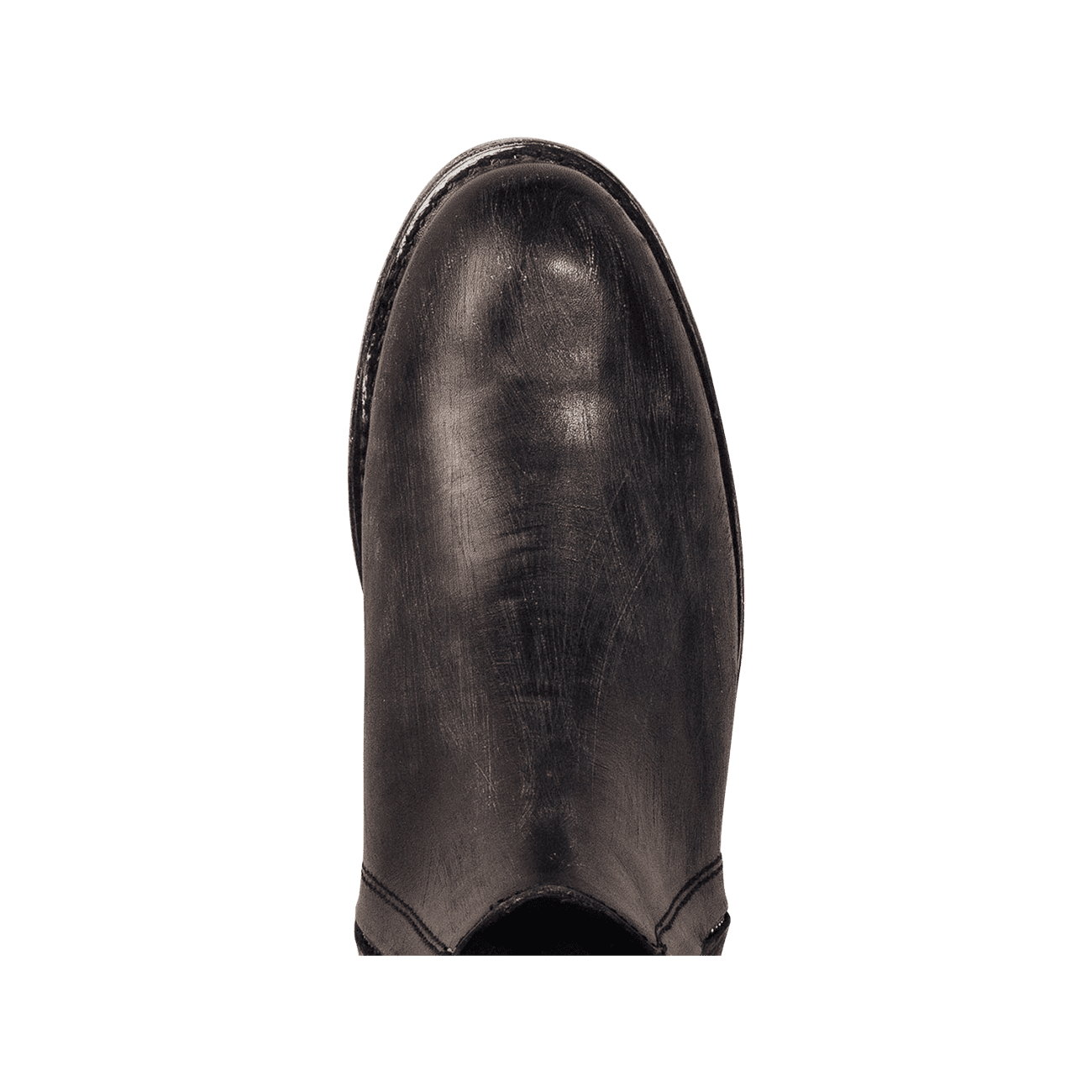 Top view showing almond toe on FREEBIRD men's Milo black boot