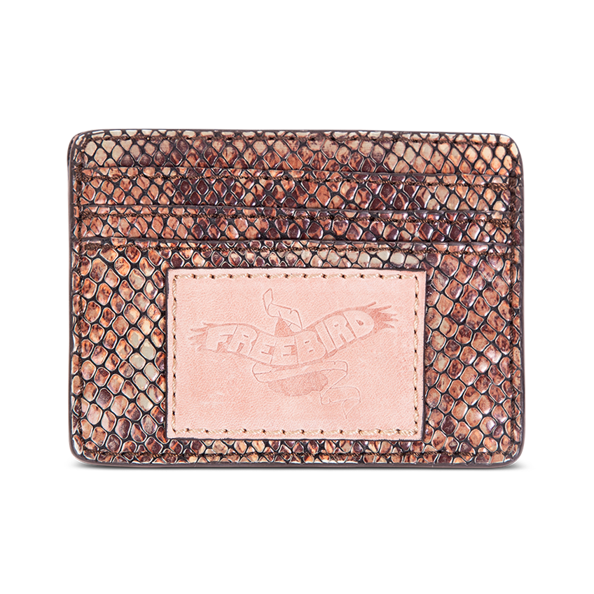 FREEBIRD CC Wallet pink snake cardholder featuring three cards slots