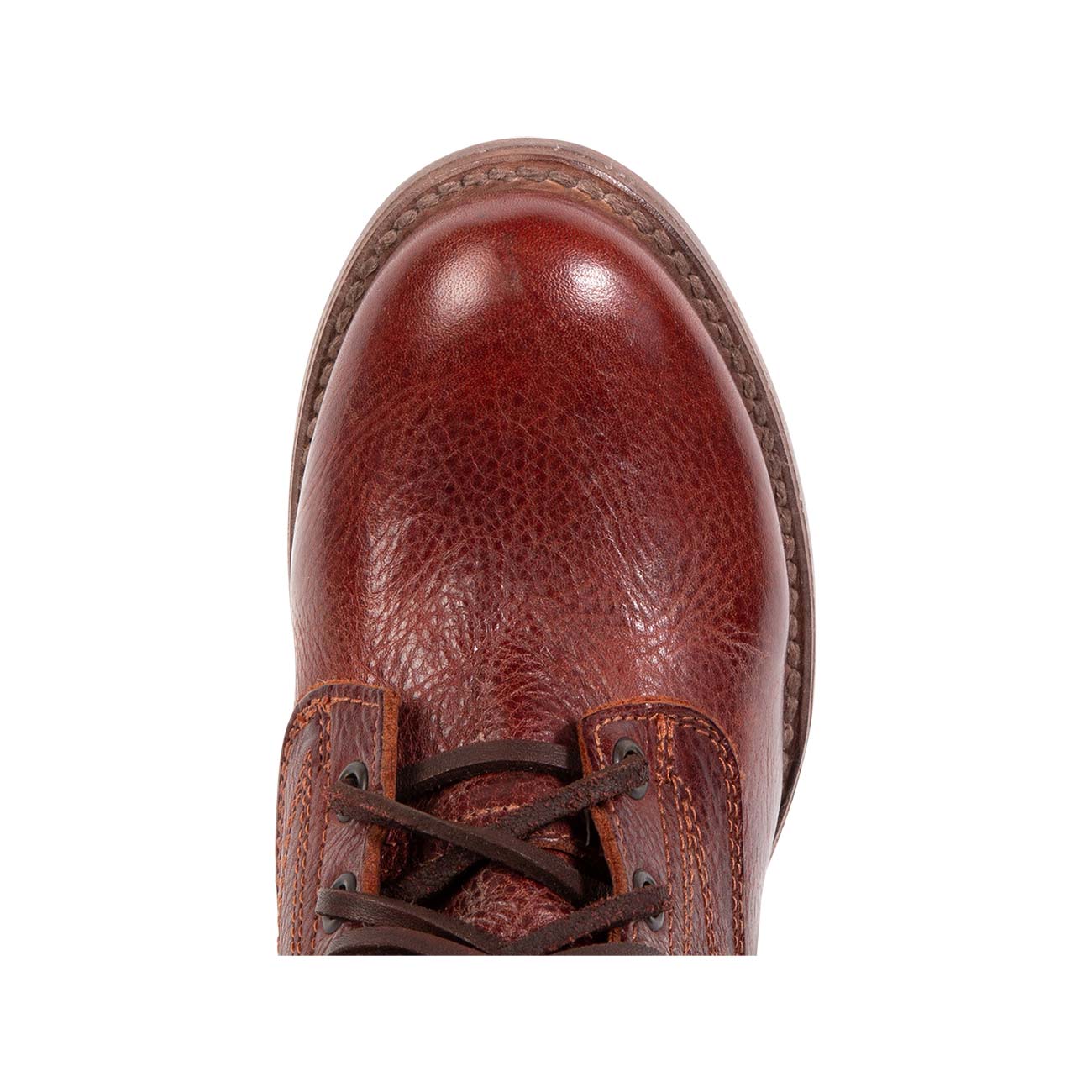 Top view showing round toe on FREEBIRD women's Grany wine tall boot