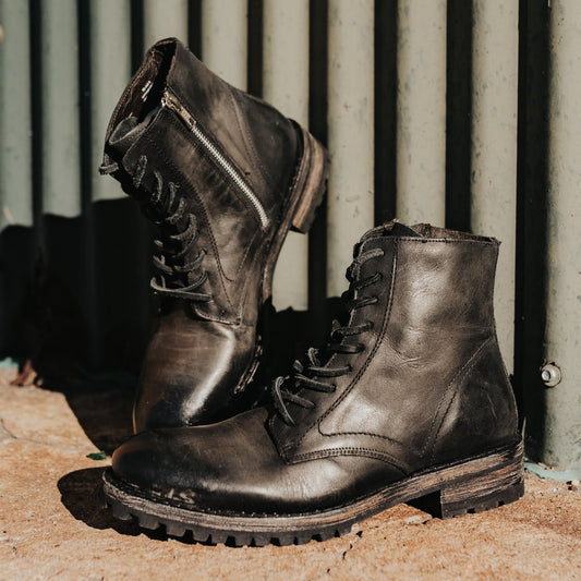 FREEBIRD men's Jax black leather lace up workman style boot